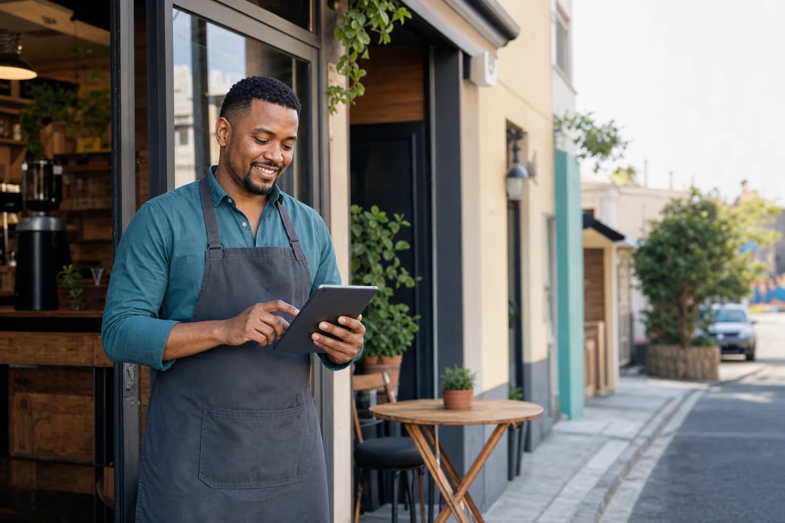 Cafe owner keeping business details consistent across local directories